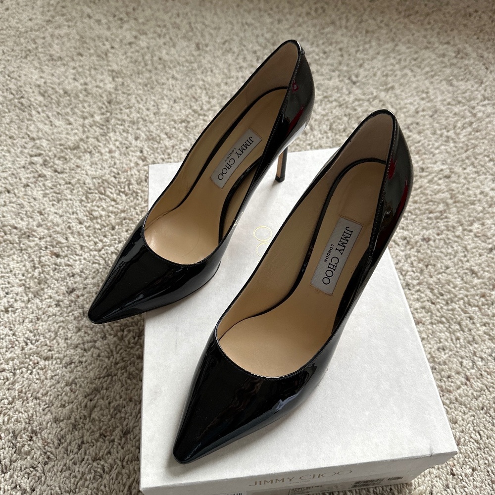 Jimmy Choo Black Patent Leather Romy 85